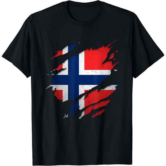 Proud Norwegian Shirts | Norge Torn Ripped Norway Flag T-Shirt, Vintage Birthday Gift