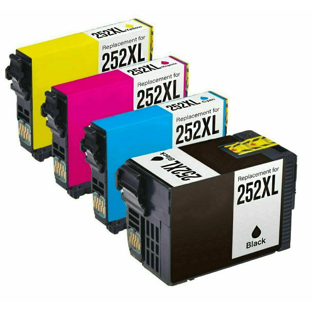 4 Pack High Yield Black Cyan Magenta Yellow Ink Cartridge For Epson 252xl Compatible With Epson 2503