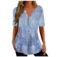 thumbnail image 1 of Birdeem Mode Femme Col en V Imprimé Décontracté Manches Courtes Ample Haut/chemise, 1 of 5