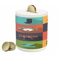 thumbnail image 1 of Music Piggy Bank, Colorful All Jazz Equipment Set on Flat Design Funky Music Graphic Design, Ceramic Coin Bank Money Box for Cash Saving, 3.6" X 3.2", Multicolor, by Ambesonne, 1 of 4