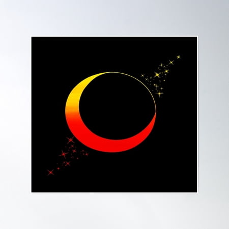 Moon And Stars In Sunset Colors Poster Wall Art, Modern Wall Decor, 16x16 UNFRAMED