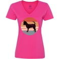 thumbnail image 3 of Inktastic Chihuahua Dog Retro Sunset Women's V-Neck T-Shirt, 3 of 5