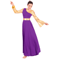 thumbnail image 5 of IDOPIP Women Liturgical Praise Dance Long Dress Metallic Bi Color Lyrical Dancewear Worship Costume, 5 of 8