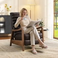 thumbnail image 7 of Bonzy Home Mid-Century Modern PU Leather Recliner with Adjustable Backrest & Footrest – Solid Wood Frame Accent Chair for Living Room, Bedroom & Sunroom, Brown, 7 of 7