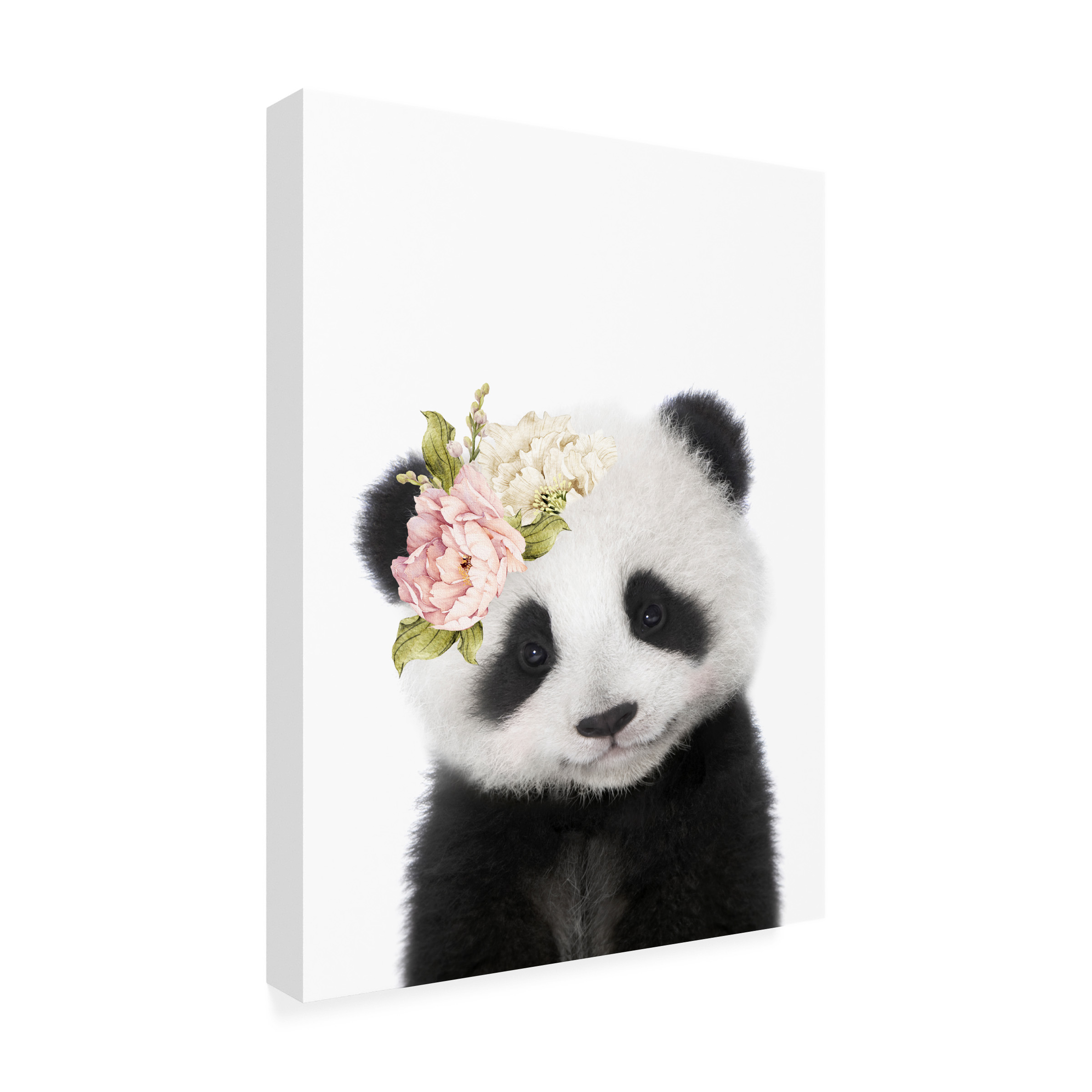 Lola Peacock 'Floral Baby Panda' Canvas Art