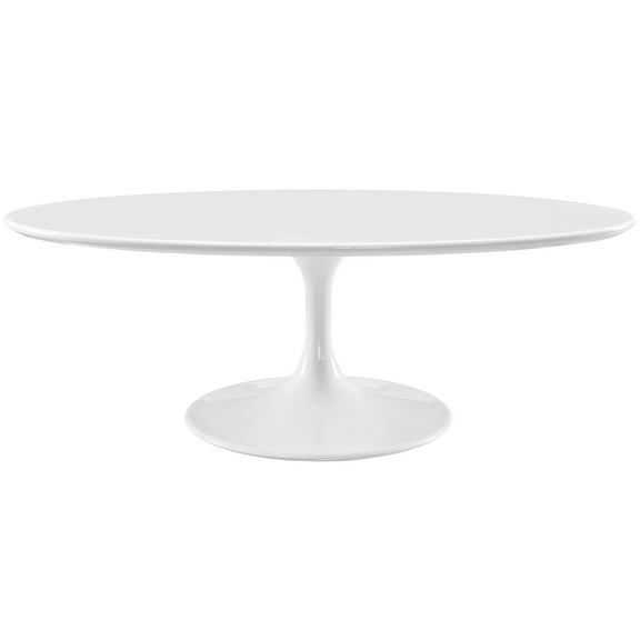 Modern Contemporary Urban Design Mid Century Living Lounge Room Oval Top Coffee Table, White, Metal Wood