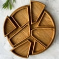 thumbnail image 5 of Wood Puzzle Serving Tray | 8 Removable Compartments Divided Cheese Meat Snack Platter | Premium Wooden Craft Coffee Table Organizer | Party Entertaining Home Kitchen Décor | 9.8 x 9.8 in, 5 of 8
