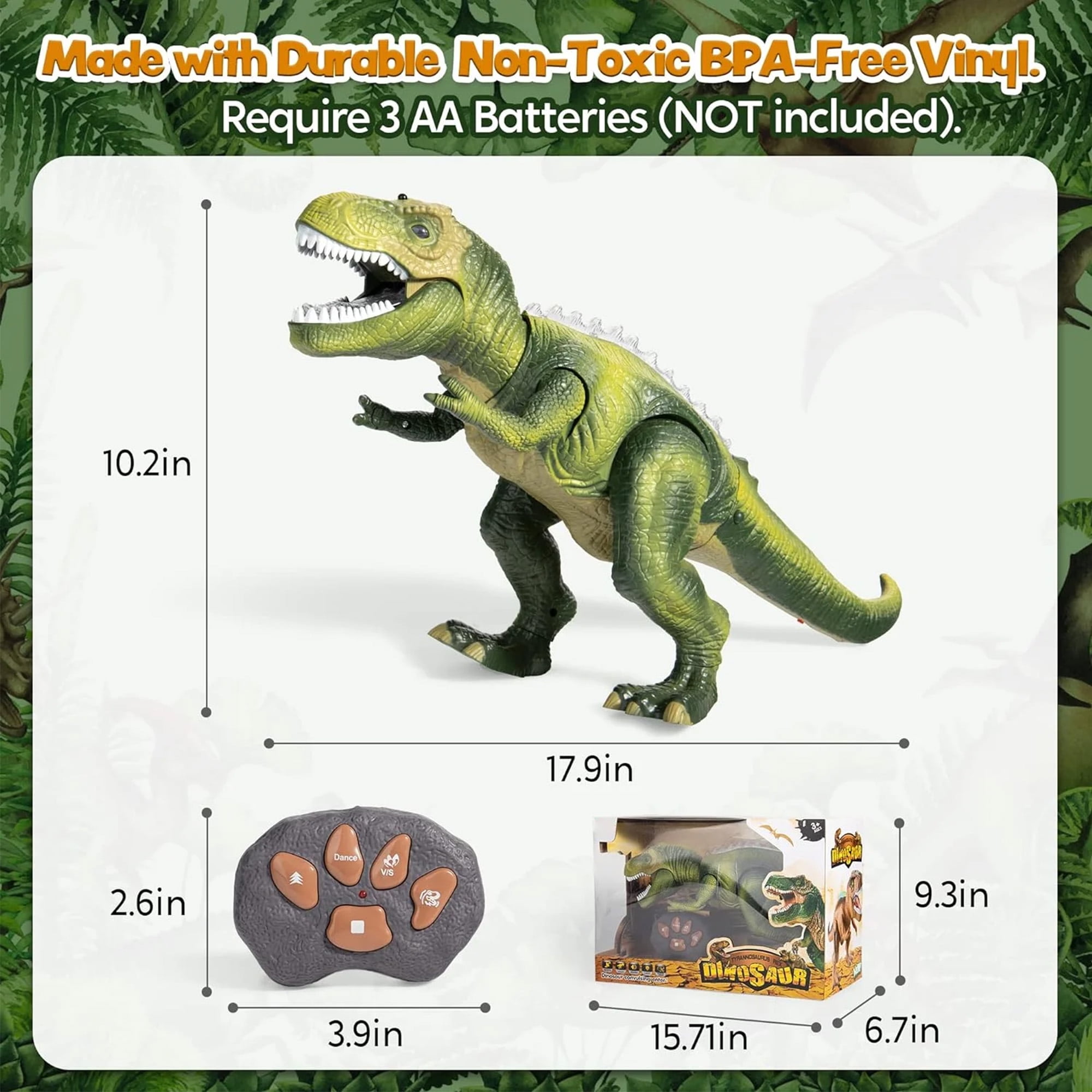 Joyfy Remote Control Walking Dinosaur for Kids 3-5, Robot Dinosaur Toy with Light and Realistic Roaring Sound, Electric Animal Toy, Christmas Birthday Gift for Boys