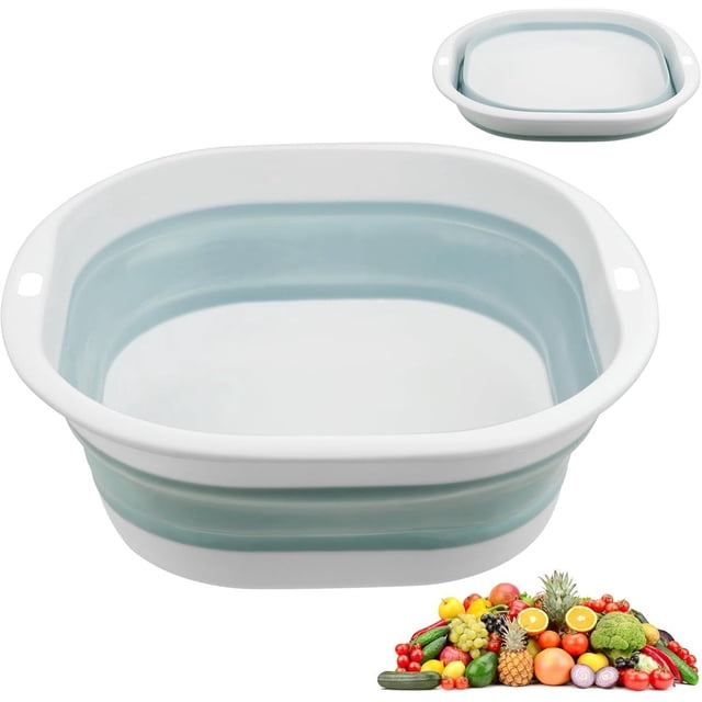 Foldable Washbasin - 2 Liter Multifunctional Portable Plastic for Camping and Kitchen (Blue)