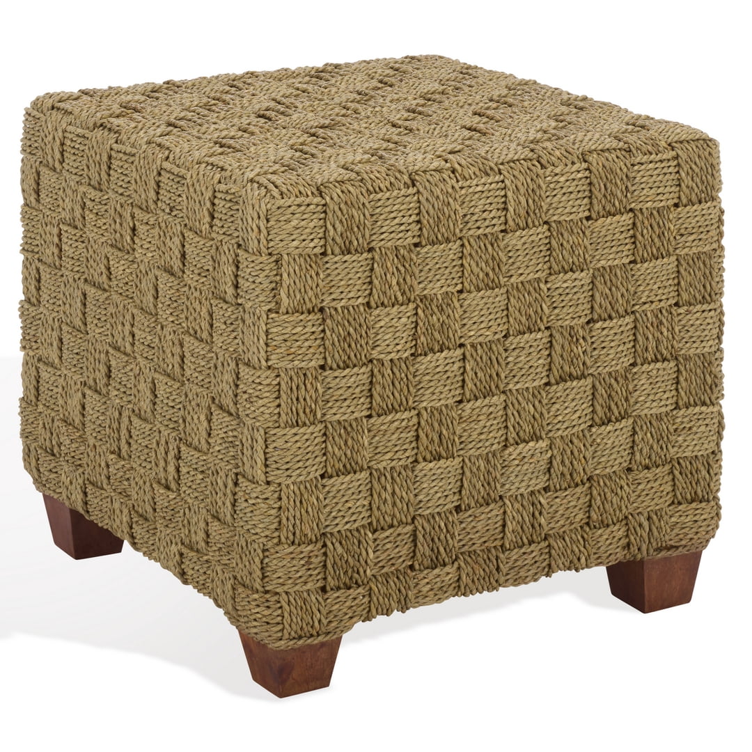 Safavieh Couture Norabelle Square Woven Seagrass Ottoman, Natural