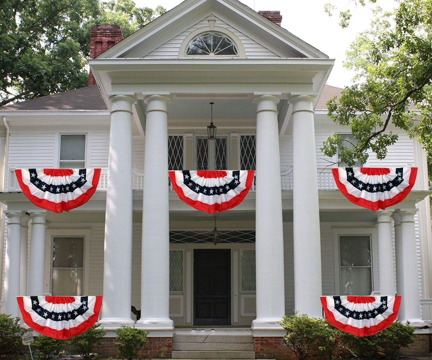 Patriotic Bunting Banner American Flag - 3' x 6' Pleated Fan Flag, 4th of July, USA, Red White Blue, President's Day, Memorial Day