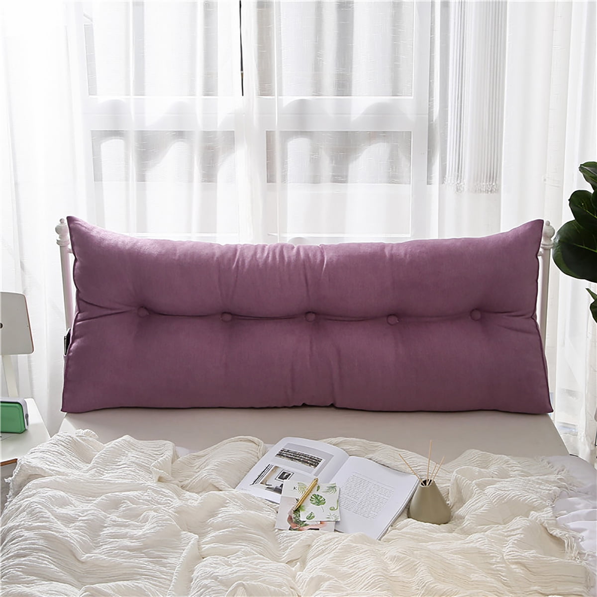 59inch Long Triangular Headboard Reading Body Pillow,Bedside Cushion