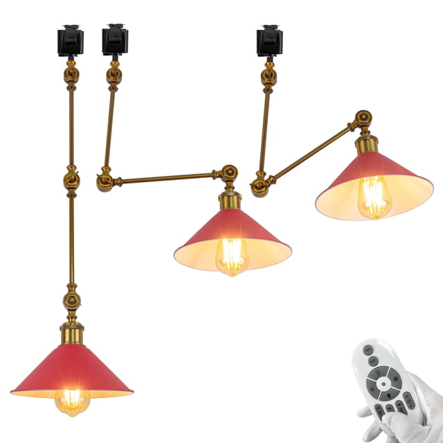FSLiving Éclairage de Piste Type J, Éclairage de Plafond Réglable avec Télécommande, Ampoules LED Intelligentes Dimmables, Projecteur de Plafond DIY Monté sur J, Rouge Macaron - Ensemble de 3