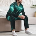 thumbnail image 7 of Sikiie Green Lightning Flash Mens Pajama Set, Soft Warm Long Sleeve Sleepwear, Cozy Button-Down Pjs for Men-Medium, 7 of 7