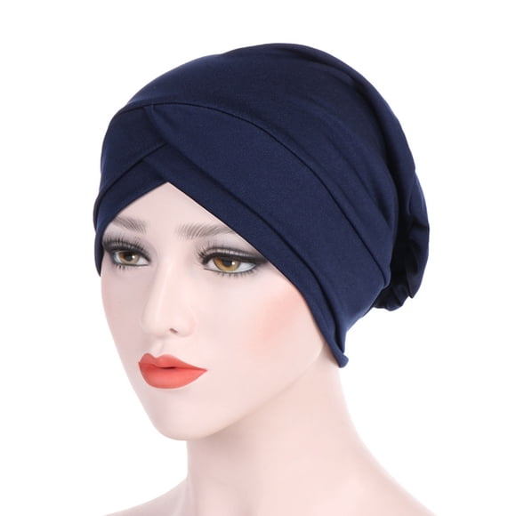 Womens Muslim Bonnet Cancer Chemo Beanie Caps Islamic Hijab Pleated Turban Hats