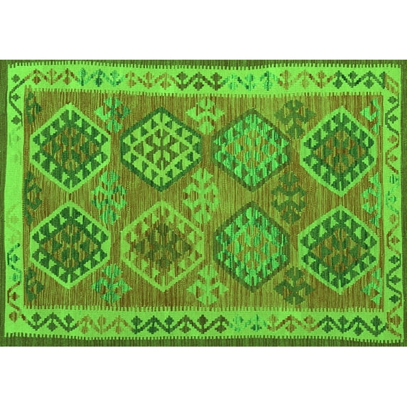 Ahgly Company Indoor Rectangle Oriental Green Traditional Area Rugs, 3' x 5'