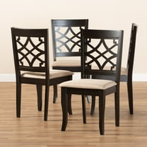 Southwestern Dining Chairs - Set of 4, Fabric Upholstered, Espresso Wood, Cross Back Design