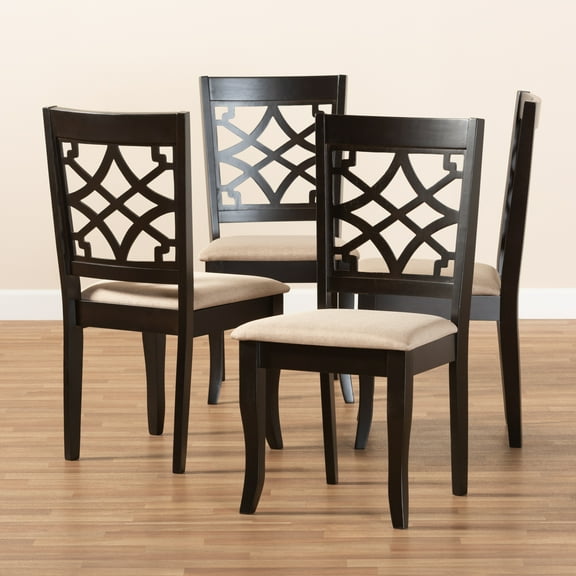 Southwestern Dining Chairs - Set of 4, Fabric Upholstered, Espresso Wood, Cross Back Design