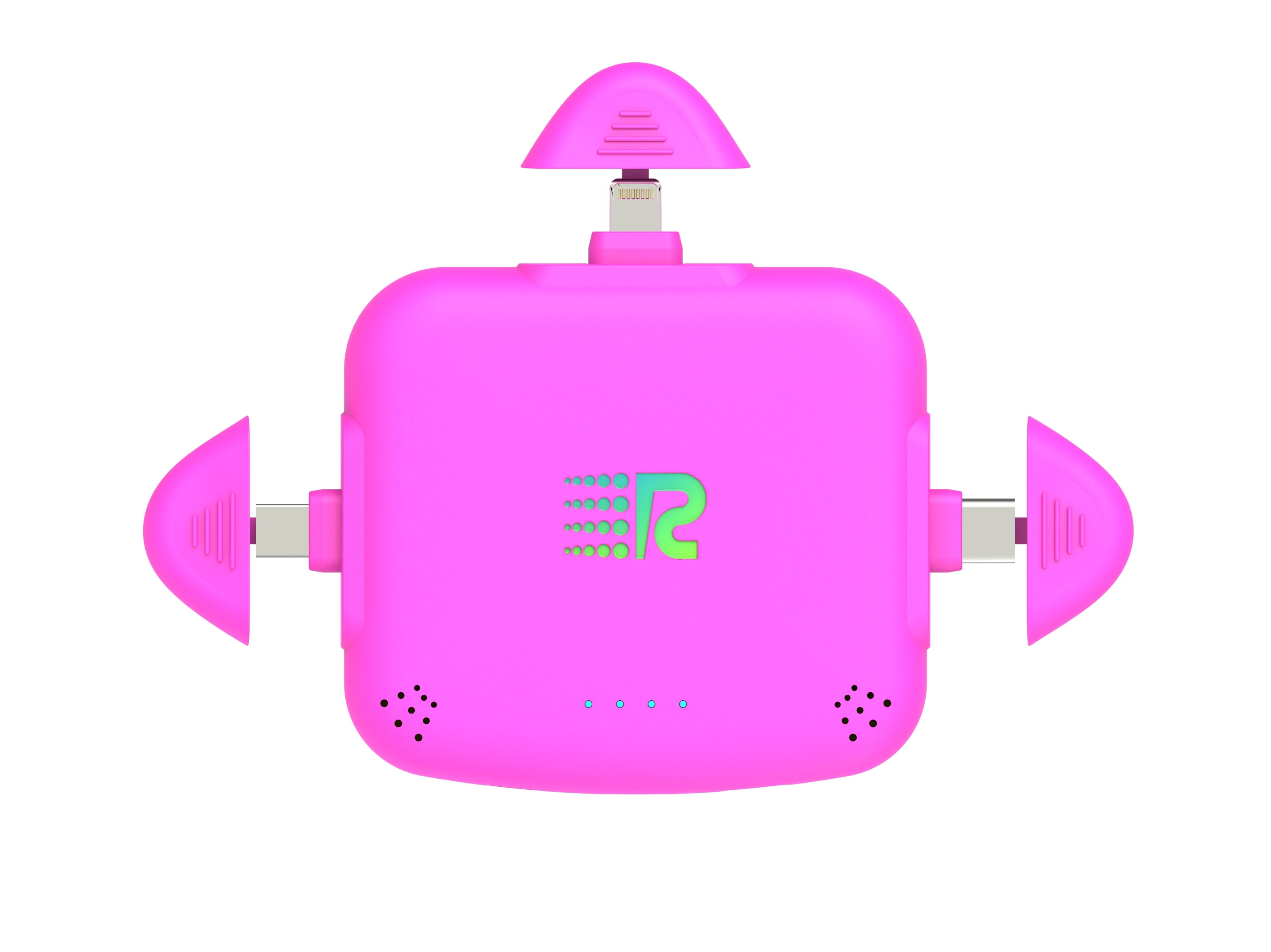 Rush Charge Universe 3 in 1 Portable Charger – 3300mah, 2.4A High-Speed Fast Charging Compatible with iPhone and Android Lightning, Type C, Micro-USB Charges 3 Devices at a Time Pre-Charged RC33 Pink