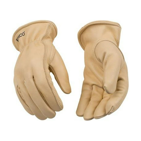 Grain Cowhide Gloves, Unlined, Keystone Thumb, Shirred Elastic Back, Large