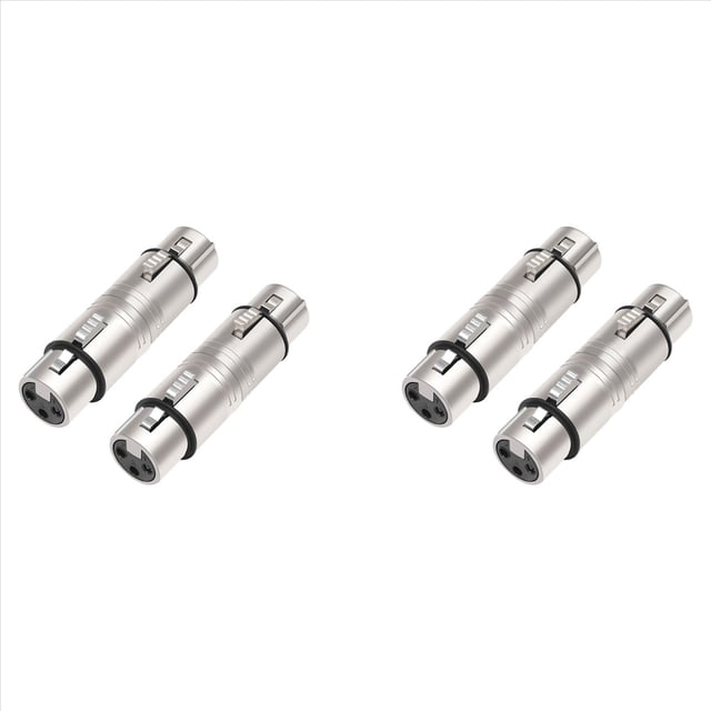 Paquete de 4 Conectores XLR Hembra A Hembra, Conector XLR Hembra de 3 Pines A Conector XLR Hembra de 3 Pines para Micrófono, Estéreo, Mezclador