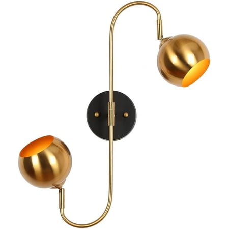 

Gold and Black Wall Sconces Lighting 2-Light Adjustable Modern Vanity Lights for Bathroom