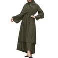 thumbnail image 3 of IBTOM CASTLE Women's Chiffon Muslim Cardigan Kaftan Middle East Arabian Abaya Dress Casual Islamic Cover up Long Dresses XXL Army Green, 3 of 8