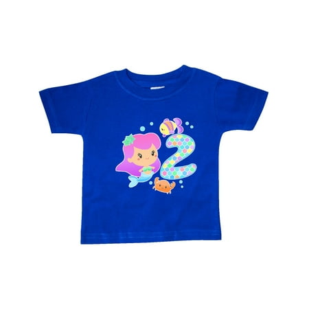 

Inktastic Second Birthday Mermaid with fish and crab Gift Baby Girl T-Shirt