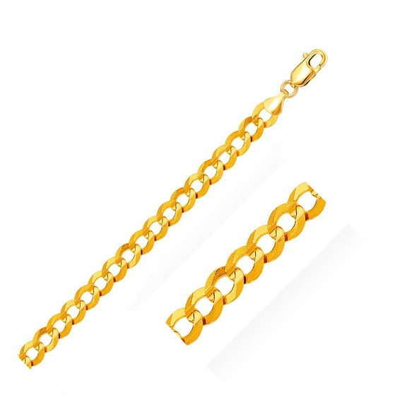 14k Yellow Gold Solid Curb Chain 10.0mm 24 in