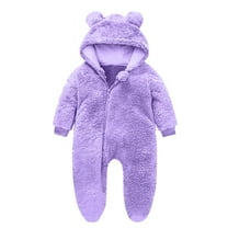 aidice Newborn Boy Girl Clothes Toddler Fleece Hooded Onesie Infant Cute Footed Rompers Winter Unisex