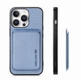thumbnail image 6 of Dteck Detachable Back Cover for iPhone 16 Pro Max with Card Holder, Magnetic Wallet Pocket Carbon Fiber Texture PU Leather Slim Phone Case, Blue, 6 of 12
