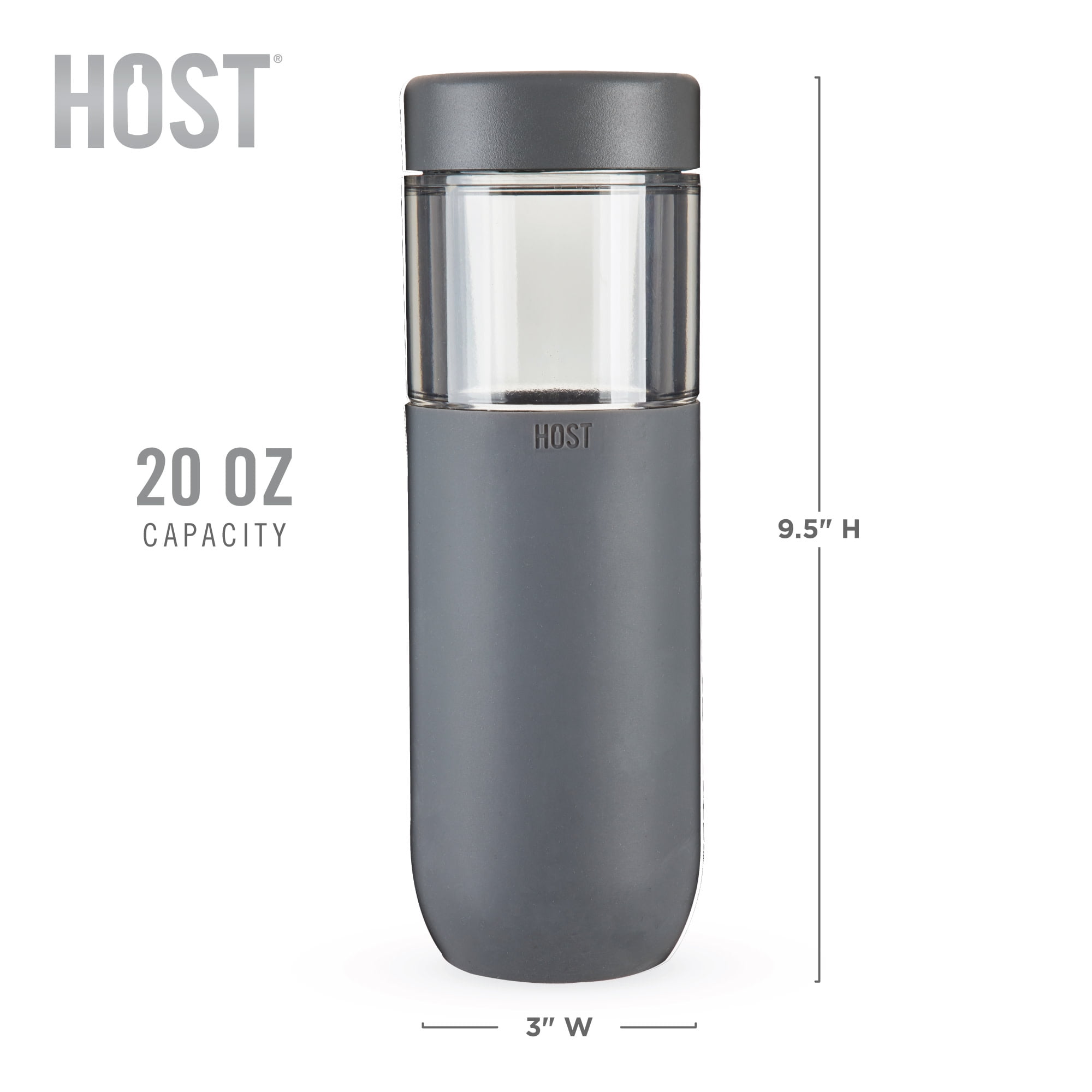 Host FREEZE Double Walled Water Bottle, Freezer Cooling Tumbler, 20oz Gray