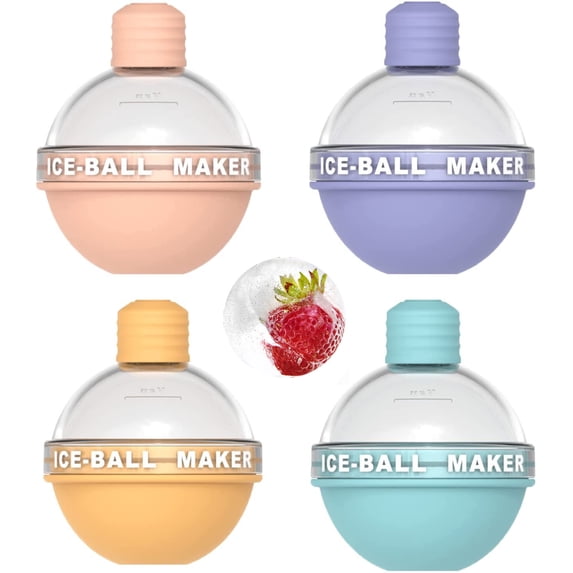 Ice Ball Maker Mold, Whiskey Ice Mold, Round Ice Cube Mold, Silicone Sphere Ice Cube Mold 4 pcs for Coffee Cocktails