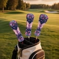 thumbnail image 2 of Uorisanigo Golf Club Head Cover Waterproof 3pcs Golf Driver Fairway Wood Hybrid Head Covers for Extra Clubs Protection, Purple Butterfly Headcovers Set Keep Clubs Dry and Clean, 2 of 7