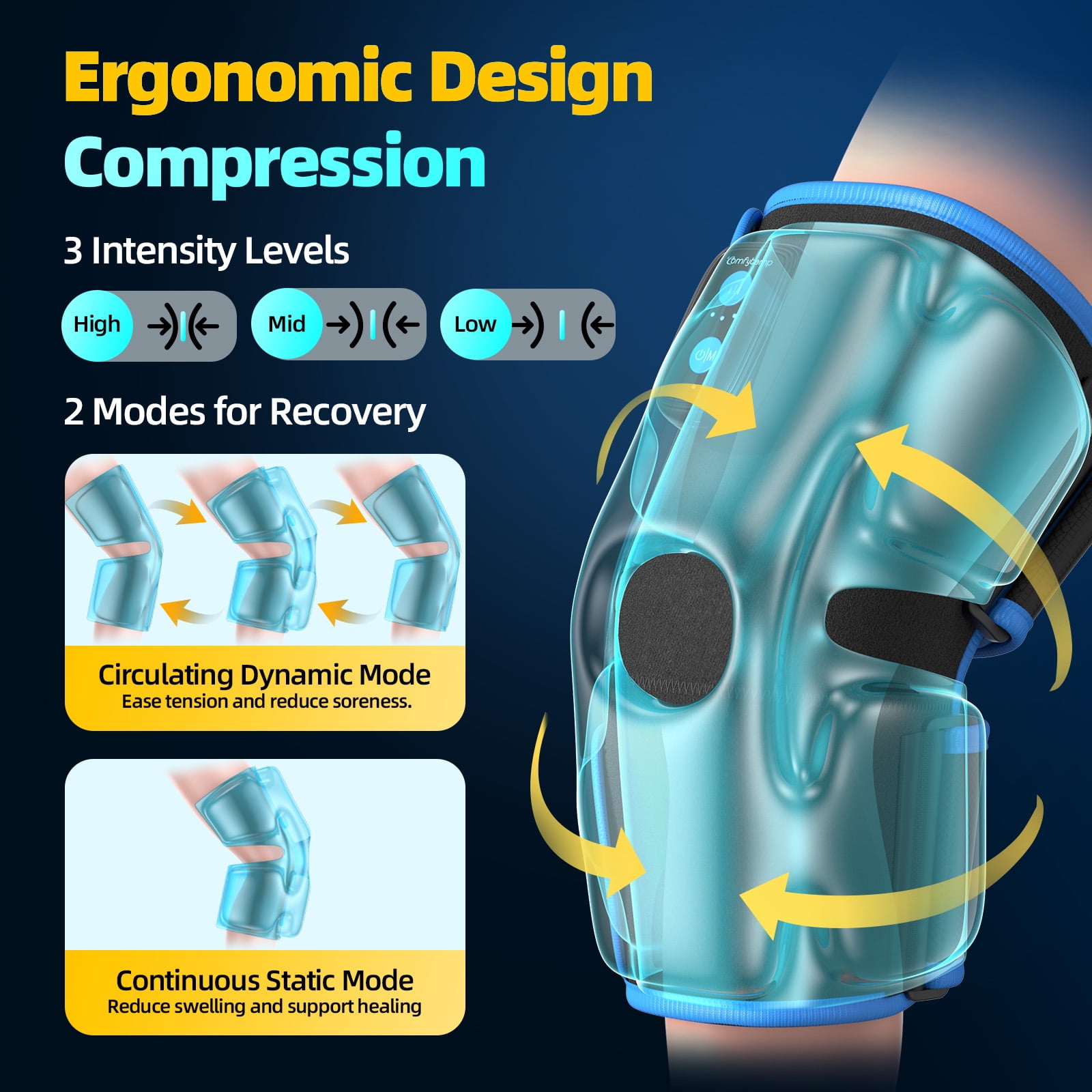 Comfytemp Upgrade Compression Ice Pack for Knee Pain Relief, Reusable Hot & Cold Therapy for Sprains, Recovery, Inflammation, Swelling