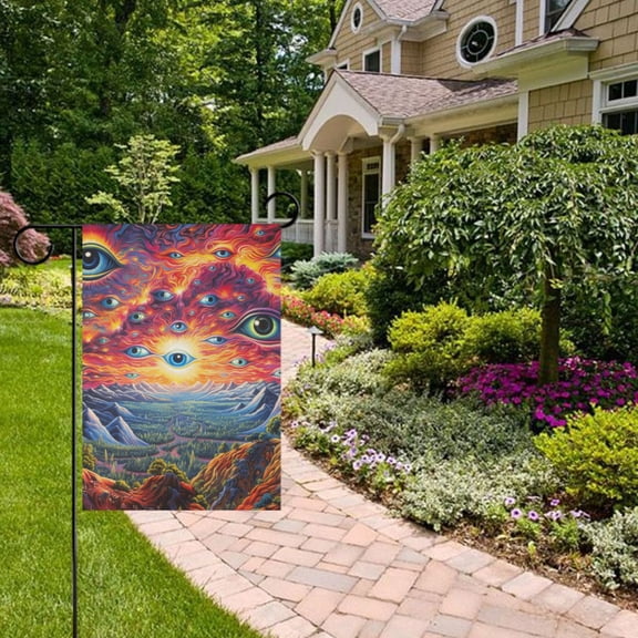 Dystopian Alien Worlds Garden Flag 12x18 inch Double Sided Outside Yard Decorations for Home Outdoor