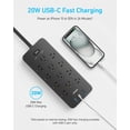 thumbnail image 4 of Anker Regleta de enchufe plano con protector contra sobretensiones (2100J), 12 salidas de CA, cable de extensión plano de 5 pies, 1 USB C y 2 puertos USB para múltiples dispositivos, carga rápida de 2, 4 of 5