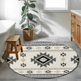 thumbnail image 4 of Round Area Rug 4ft,Classic Aztec Geometric Pattern Washable Carpet Non-Slip Runner Accent Rugs Indoor Floor Mat for Bedroom Living Room Decor,Retro Bohemian Art, 4 of 9