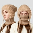 thumbnail image 4 of HNMKIU Winter Knitted Scarf and Hat Set for Outdoor Cold Weather Thermal Face Khaki,One Size, 4 of 5