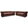 thumbnail image 1 of Sala de Piel Genuina Clásico 3-2, Sofá y Love Seat, 5 plazas, Modelo Chesterfield P/V, Color Tabaco, Elegante, cómodo y Clásico, Hecho en Mexico. Medidas:  Sofa 220 x 90 x 80, Love 185 x 90 x 80 cm, 1 of 10