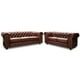 thumbnail image 1 of Sala de Piel Genuina Clásico 3-2, Sofá y Love Seat, 5 plazas, Modelo Chesterfield P/V, Color Tabaco, Elegante, cómodo y Clásico, Hecho en Mexico. Medidas:  Sofa 220 x 90 x 80, Love 185 x 90 x 80 cm, 1 of 10