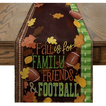 

Football Table Runner Seasonal Fall Harvest Vintage Thanksgiving Kitchen Dining Table Decoration for Indoor Outdoor Home Party Decor 13 x 72 Inch