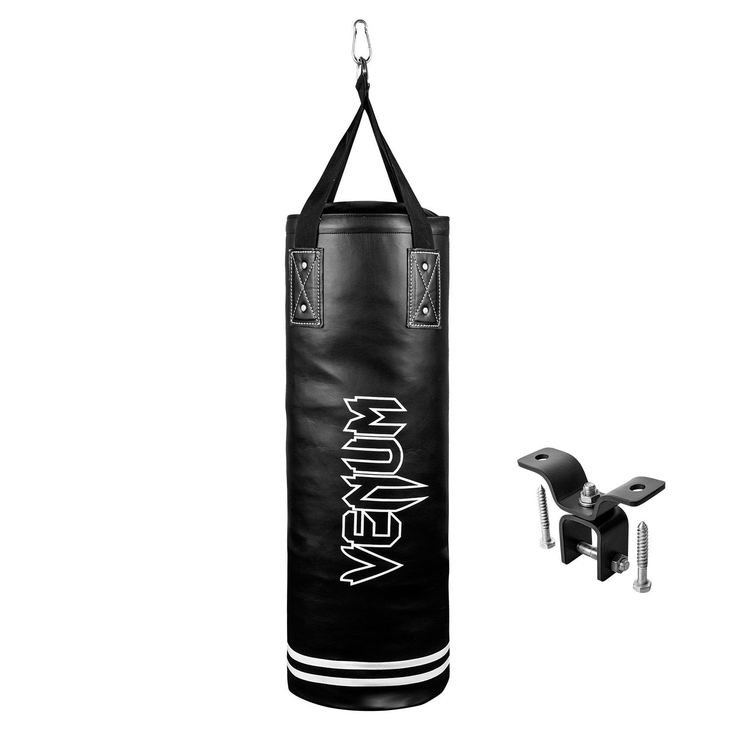 Venum Classic Boxing Punching Bag - 70 lbs - Black/White - Heavy Bag Kit
