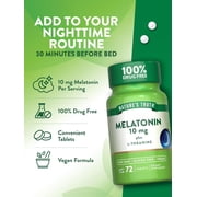 Melatonin 10 mg + L-Theanine | 72 Tablets | Maximum Strength Nighttime Sleep Aid | by Nature's Truth