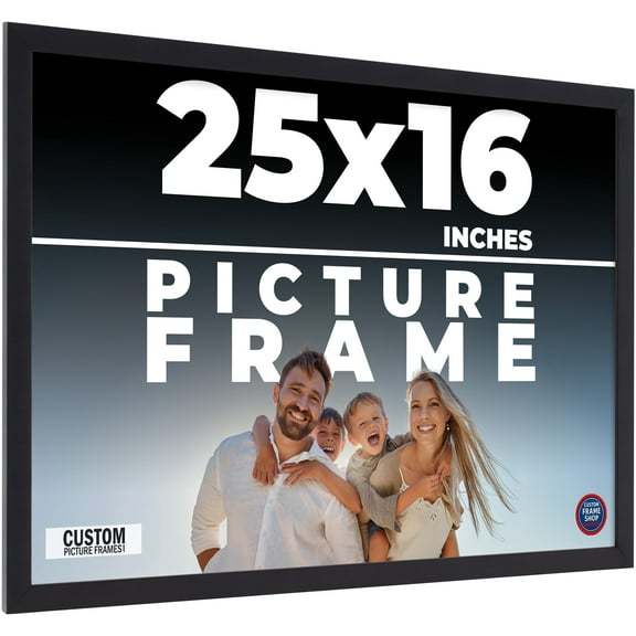 25x16 Frame Black Real Wood Picture Frame Width 0.75 inches | Interior Frame Depth 0.5 inches |