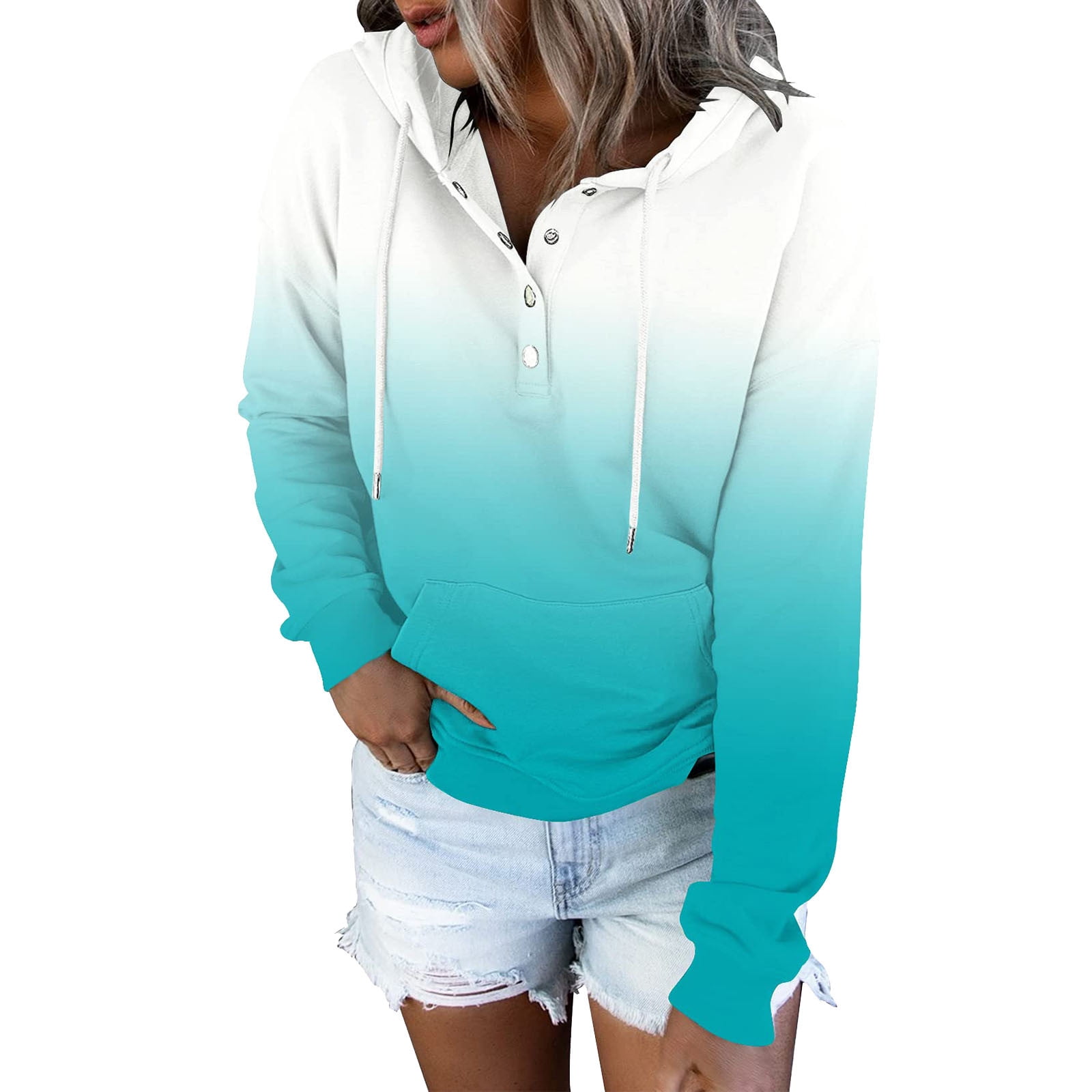 nsendm Womens Sweatshirt Adult Female Clothes Drawstring Sweatshirt Hoodies Womens Color Block Hoodies Tops Long Sleeve Casual Drawstring Large Woman