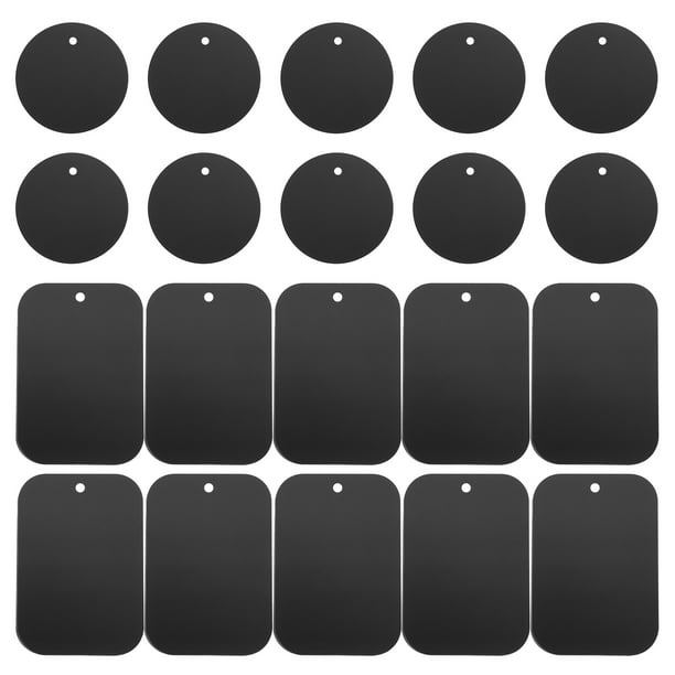 20 placas metálicas universales para soportes magnéticos de teléfono para coche (negro)