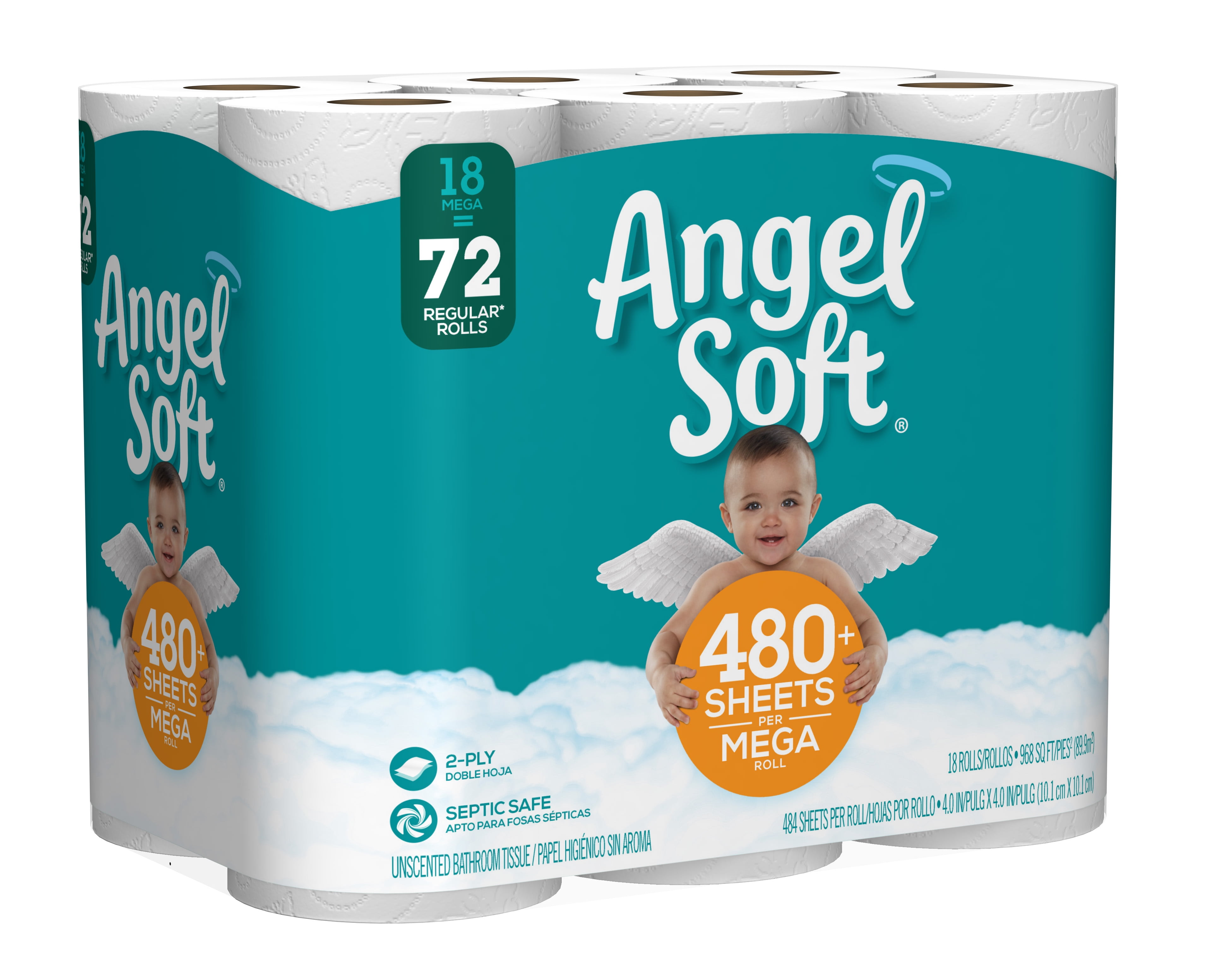 Angel Soft Toilet Paper, 18 Mega Rolls (= 72 Regular Rolls)
