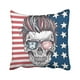 thumbnail image 1 of Funda de almohada ABPHQTO Cara de Calavera Con Gafas de Sol y cabello en la Bandera Abstracta de EE. UU. 50x50 cm, 1 of 2