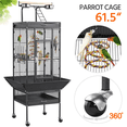 thumbnail image 4 of Yaheetech 61.5''H Rolling Play Top Metal Bird Cage,Hammered Black, 4 of 11